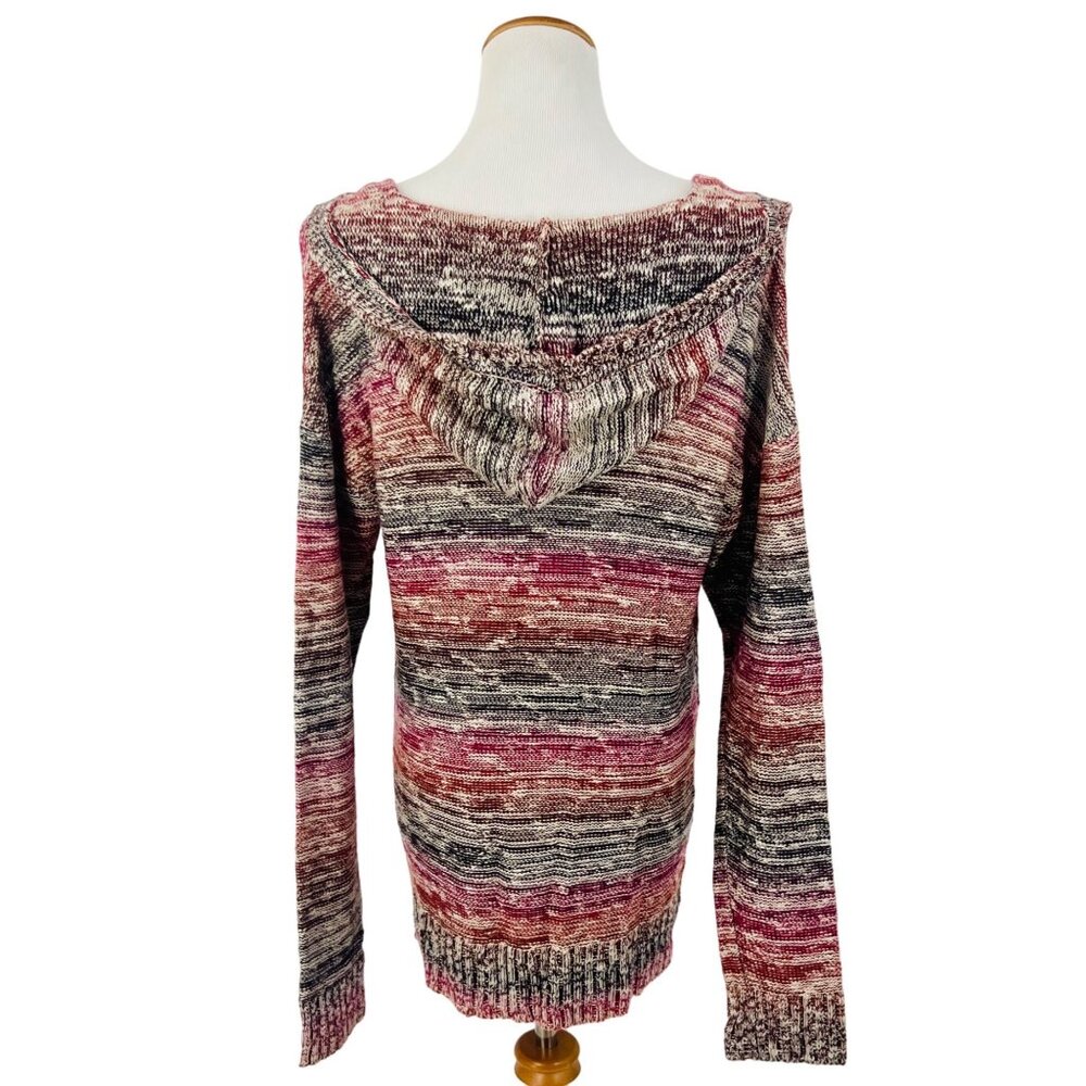 Maurices Multicolor Knit Hooded Pullover Relaxed Sweater - Picture 5 of 10